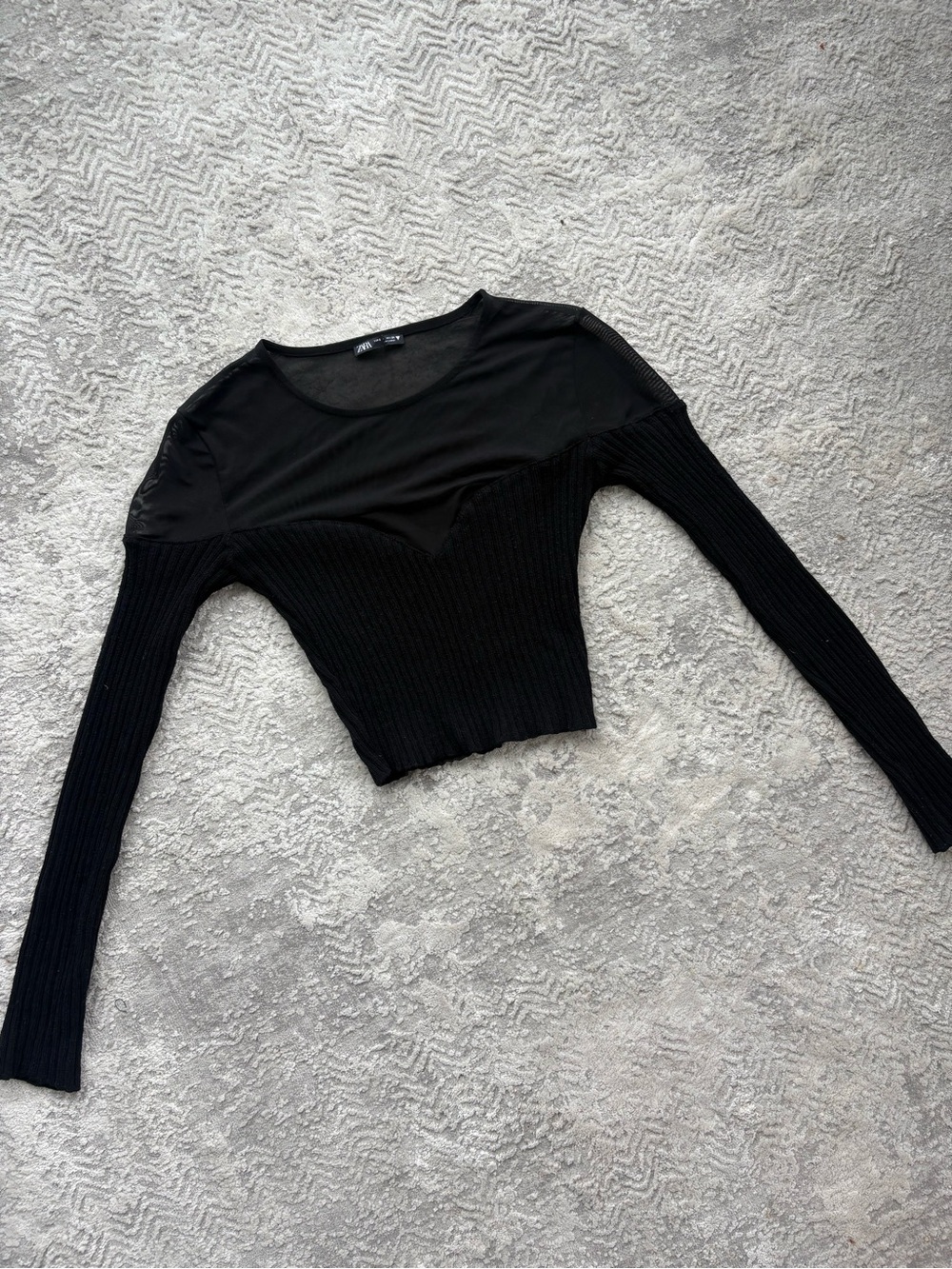 Zara Black Long Sleeve Going Out Top